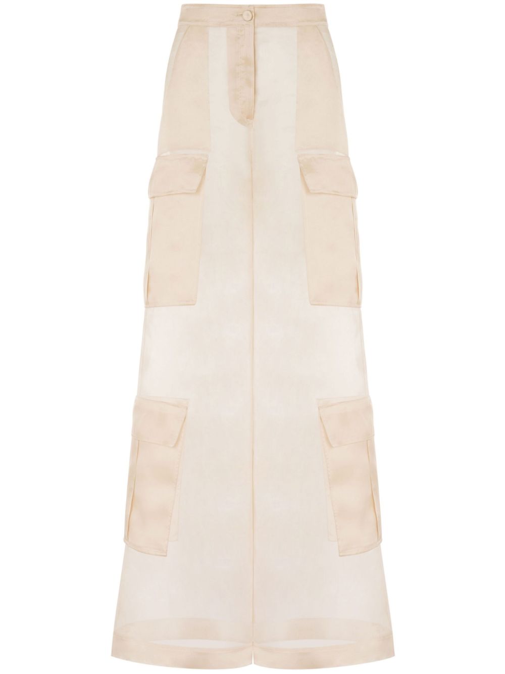 Silk wide-leg trousers - Neutrals