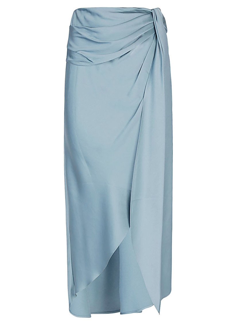 - Elisabetta Draped Satin Midi Skirt