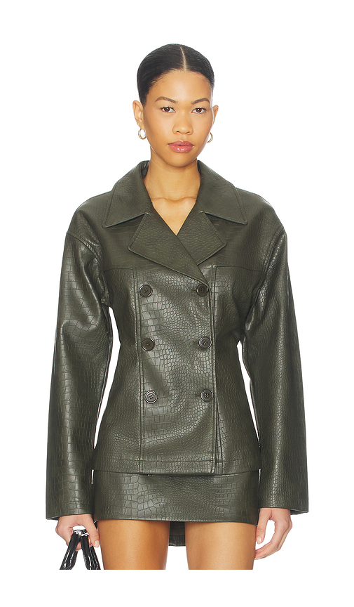Superdown Caroline Faux Leather Jacket in Olive Green. M also in L, S, XL