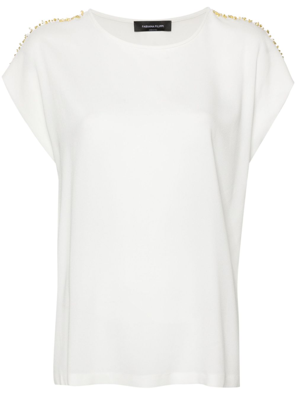 Bead-embellished blouse - Neutrals