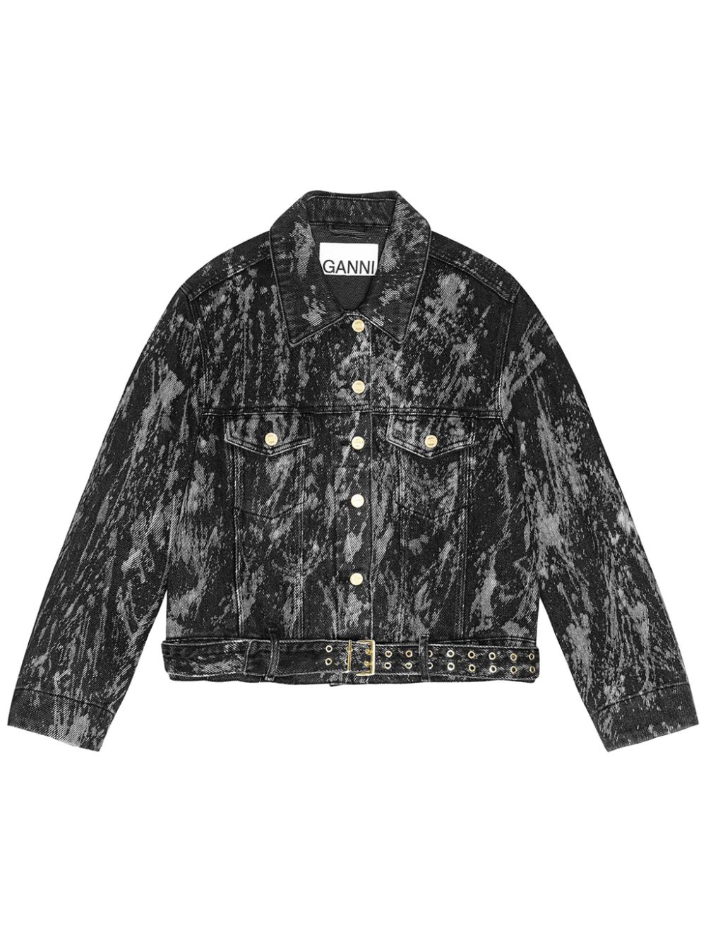 Belted denim jacket - Black