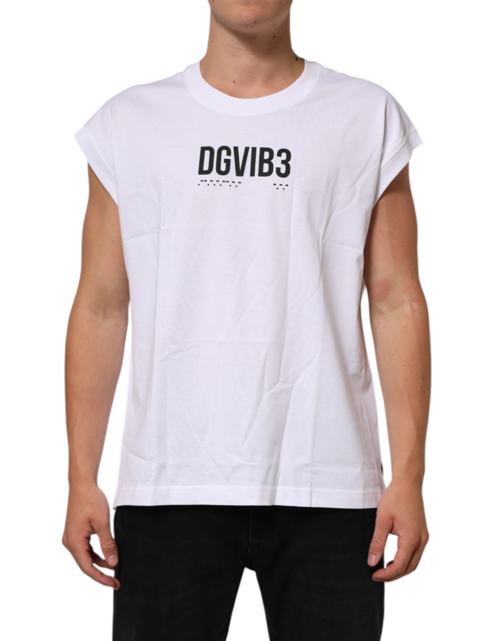 Logo-Print Cotton Tank Top — White