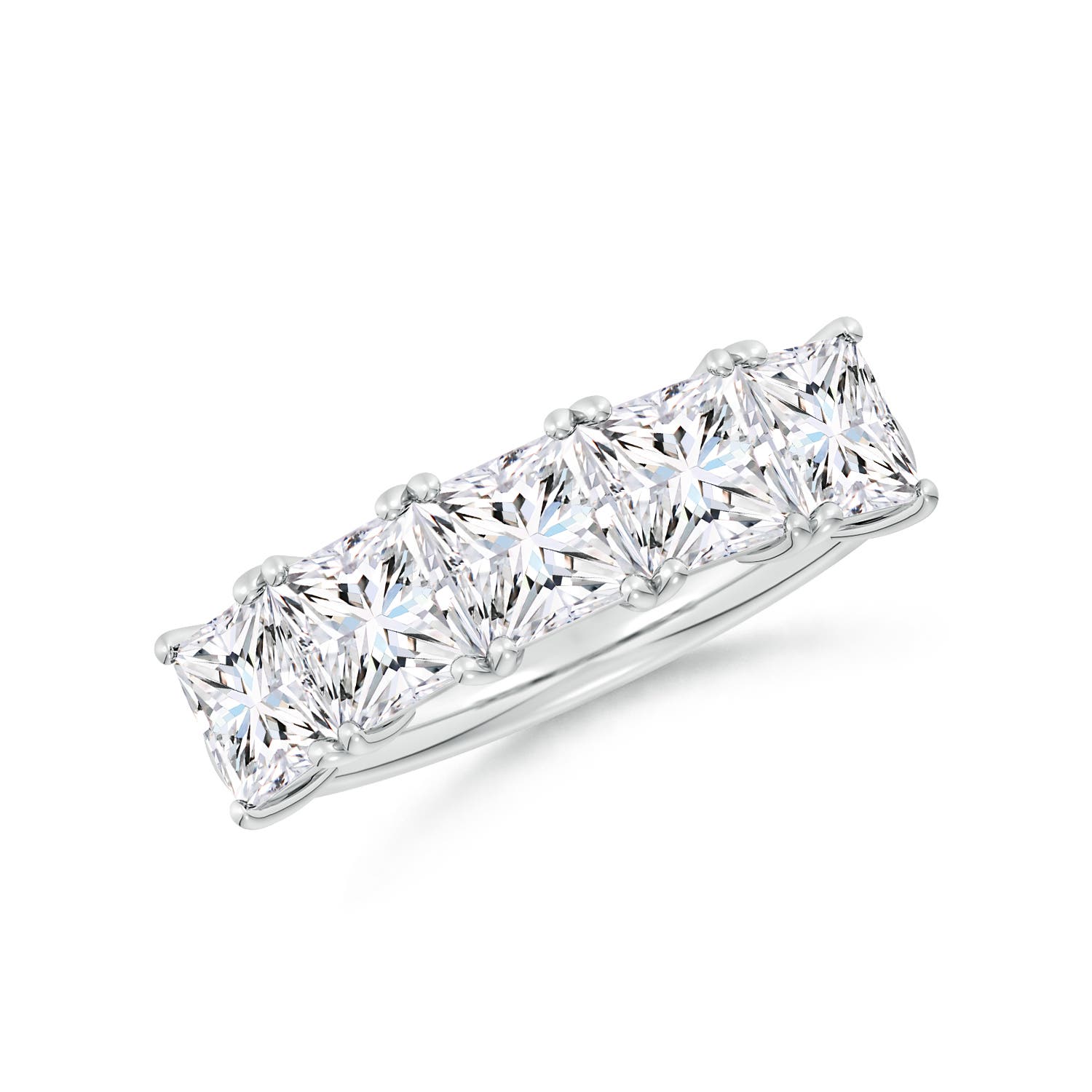 Angara 3.5 CTW Lab-Grown Princess-Cut Diamond Five Stone Classic Anniversary Ring in Platinum