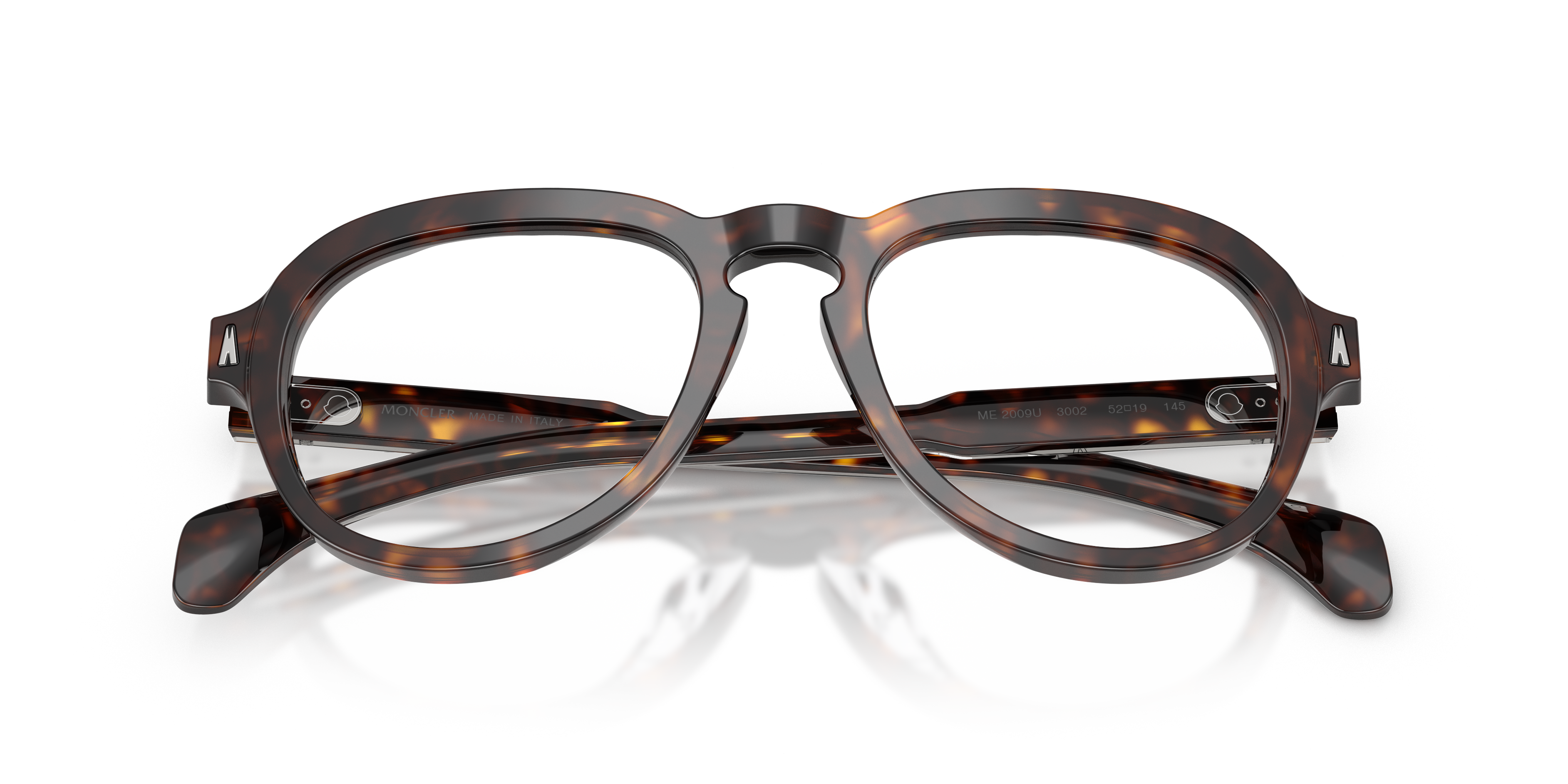 Moncler Unisex Moncler ME2009U 3002 Monturas ópticas Acetato Tortuga Transparente Piloto Norma
