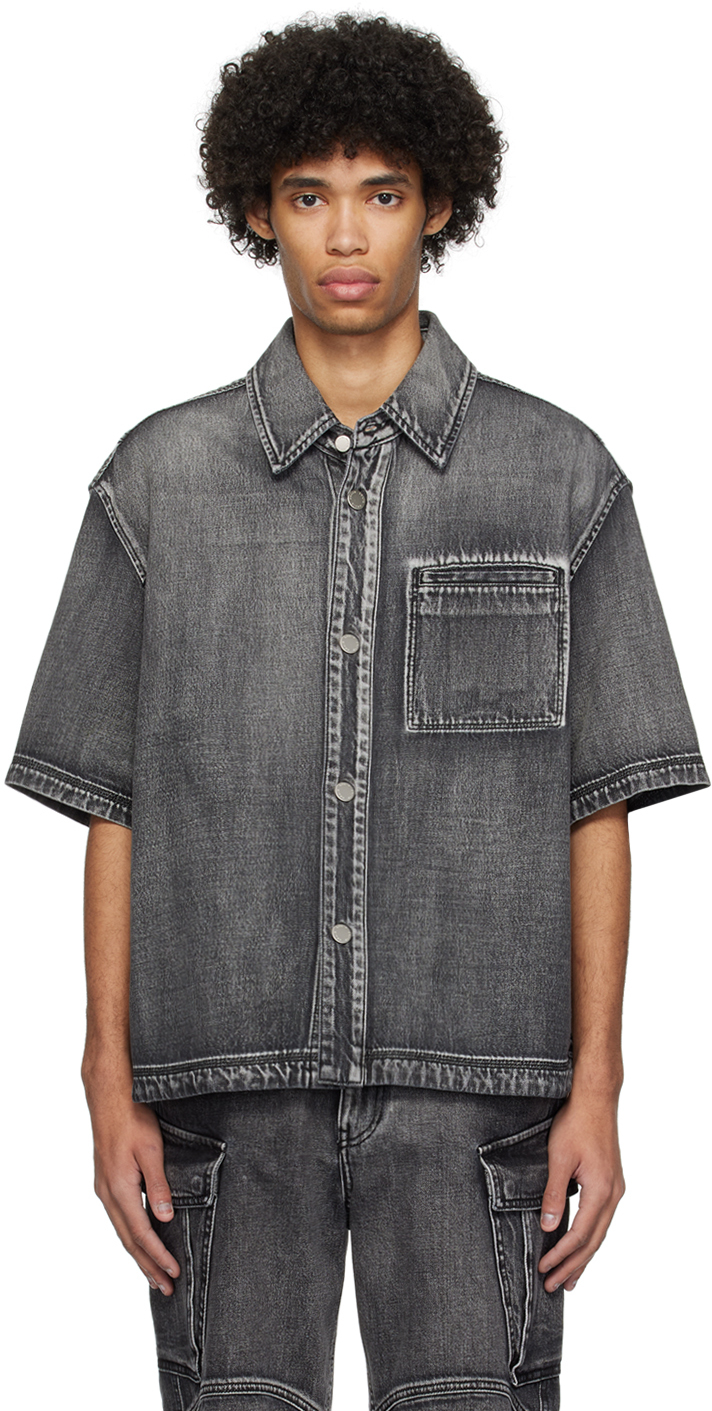 Solid Homme Black Hardware Denim Shirt