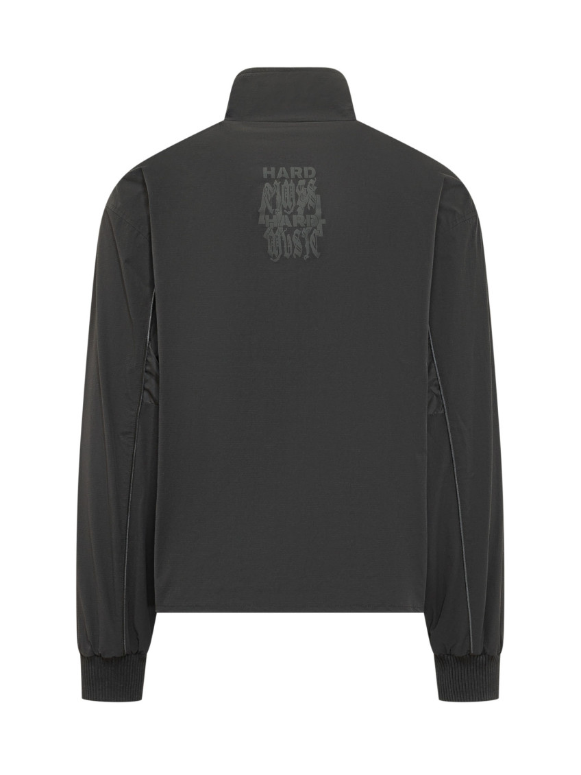 Black Graphic Mock Collar Jacket
