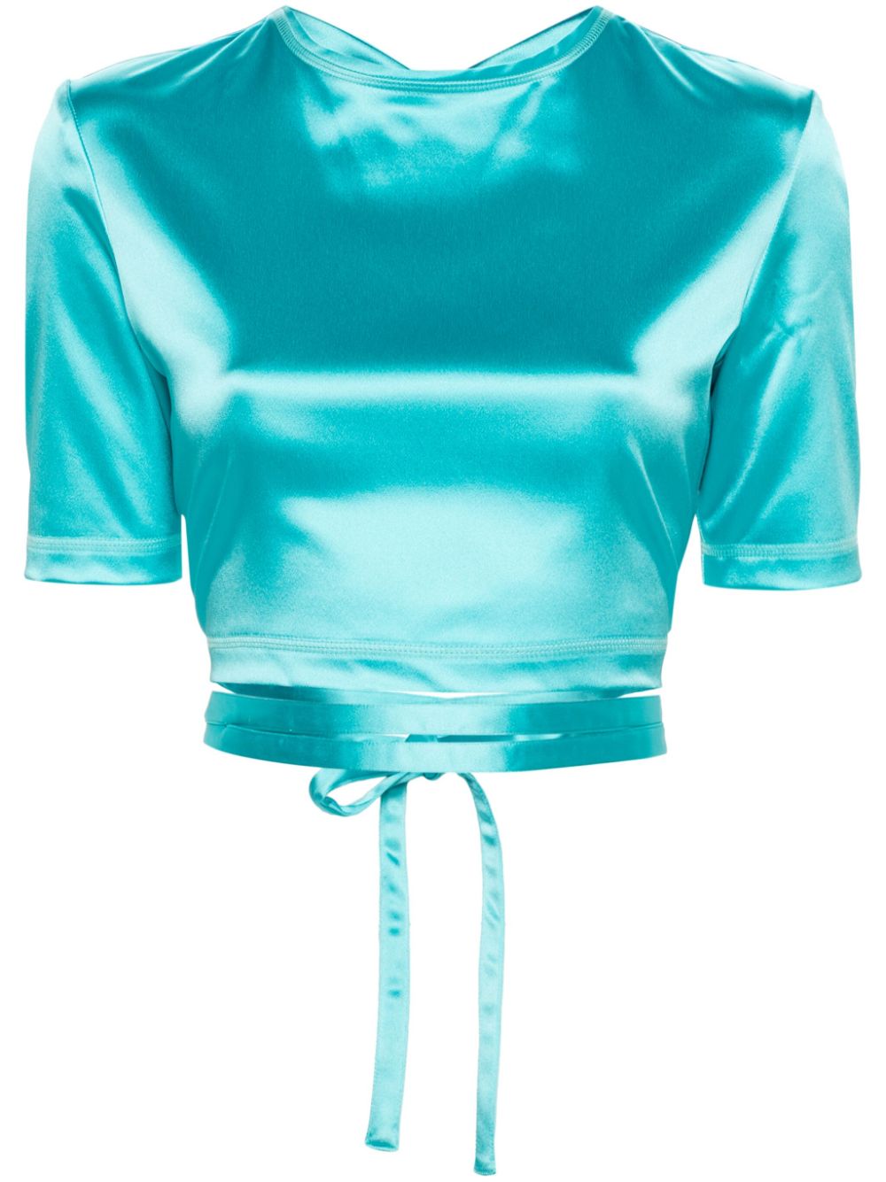 Open-back satin top - Blue