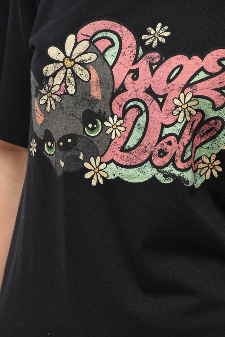 Black Graphic Crew Neck T-Shirt