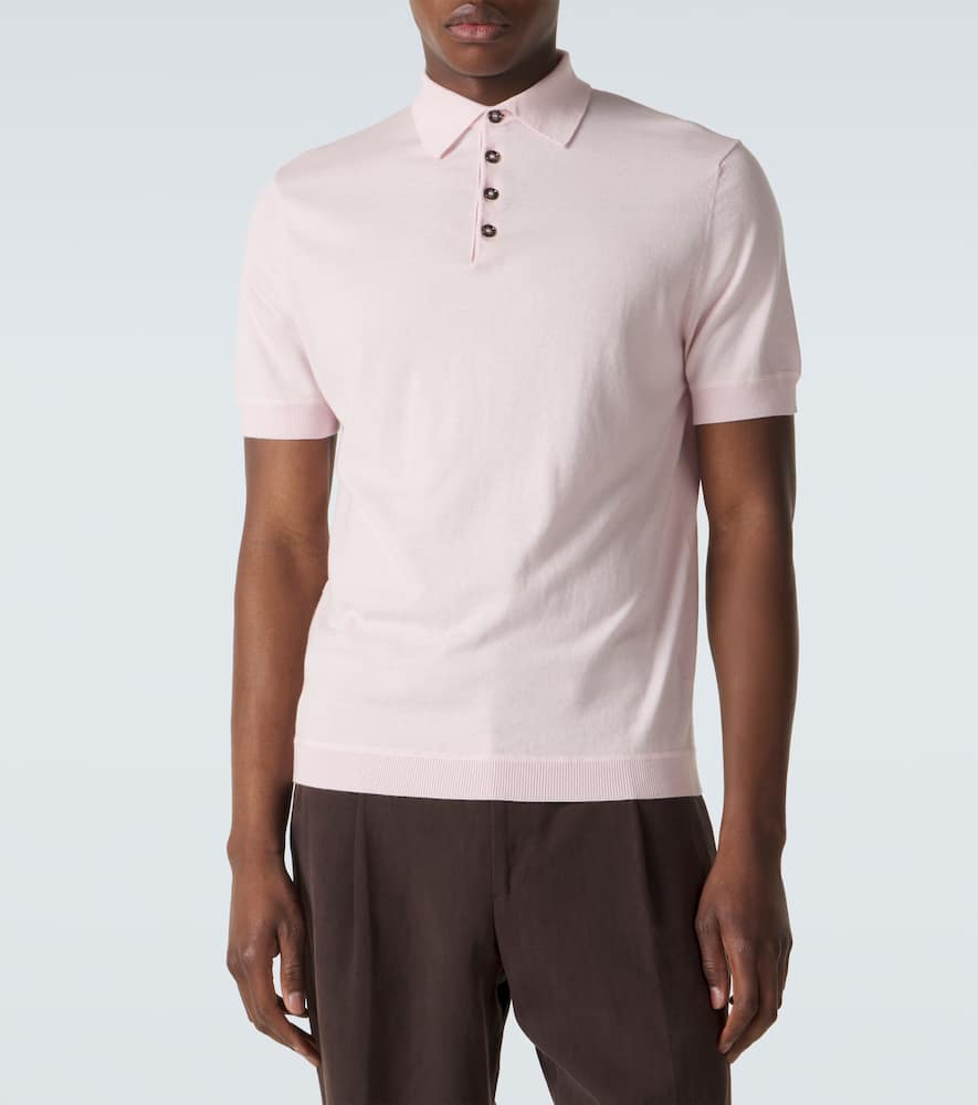Cotton, silk, and cashmere polo shirt