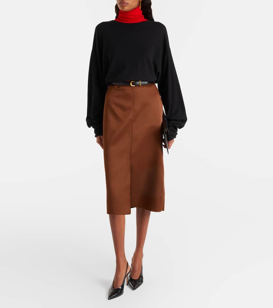 Shiny Statement high-rise duchesse pencil skirt