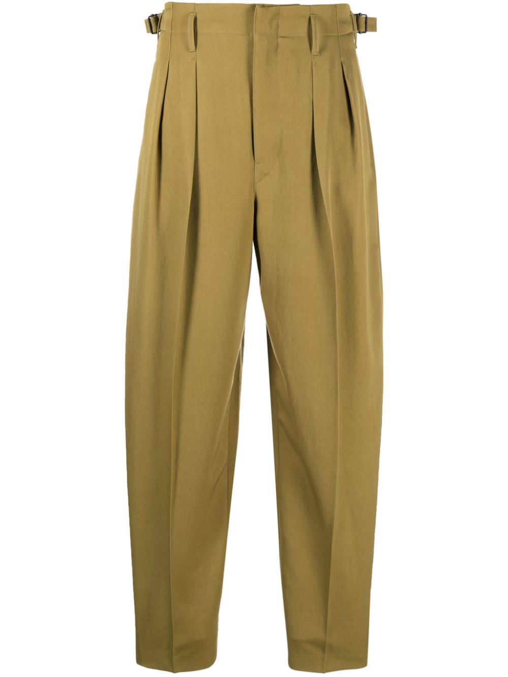 Pleated-waist virgin-wool trousers - Green