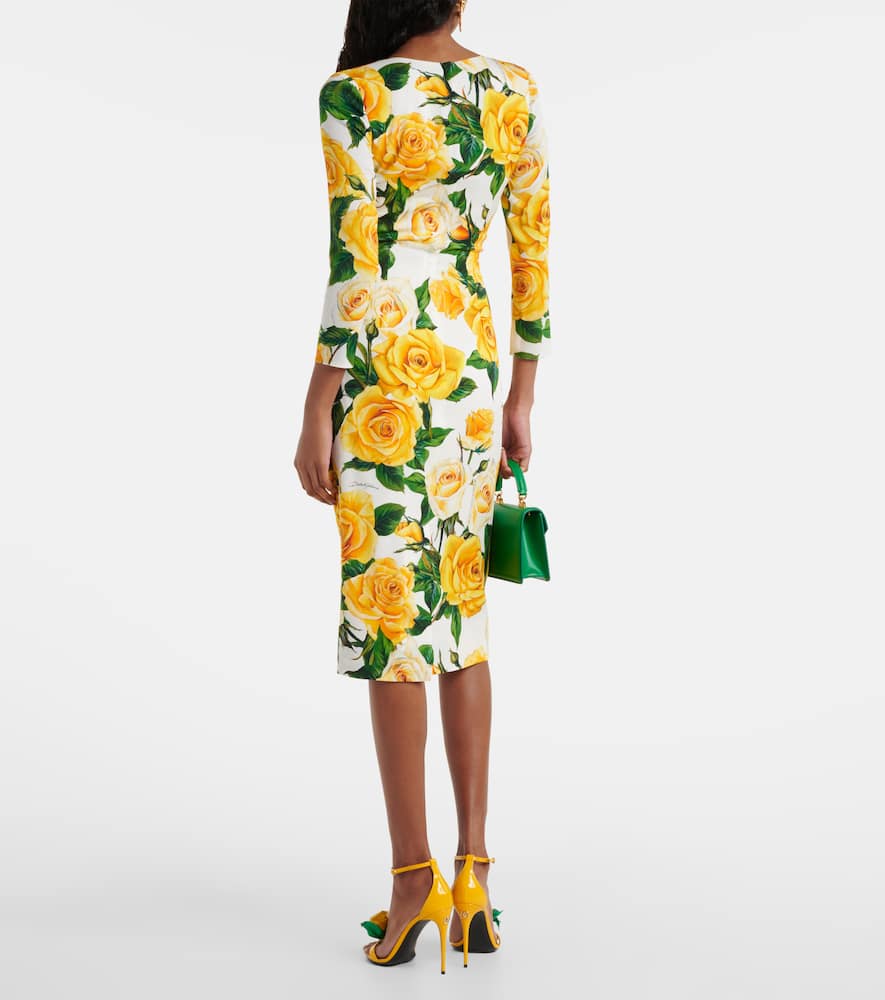 Floral silk-blend midi dress