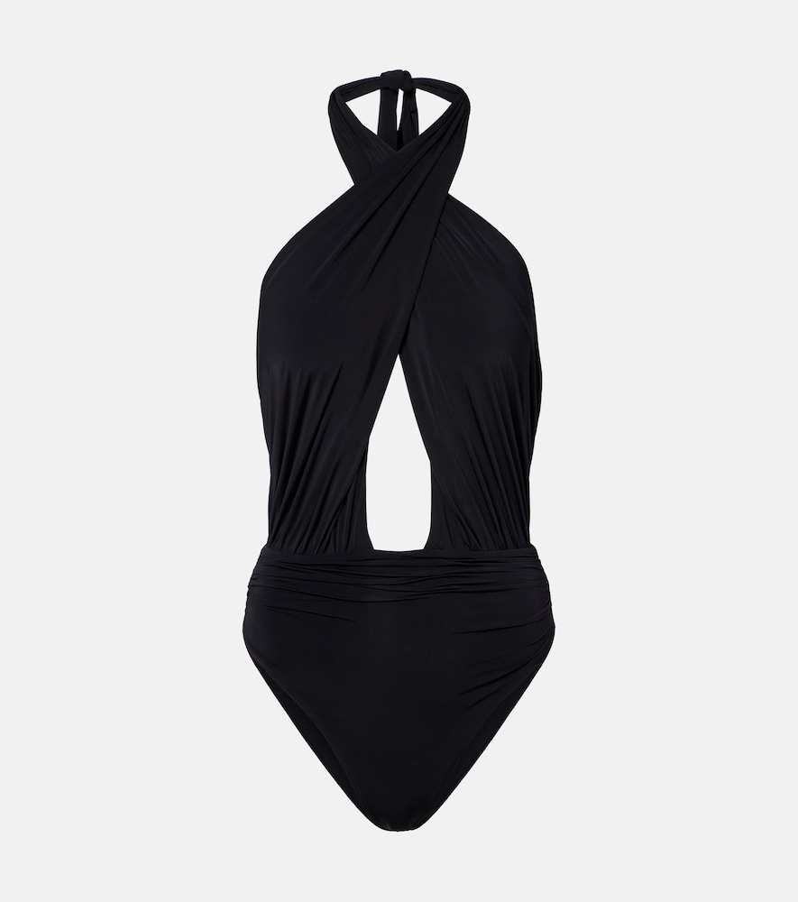 Cutout draped swimsuit
