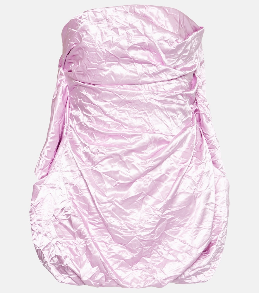 Strapless satin minidress
