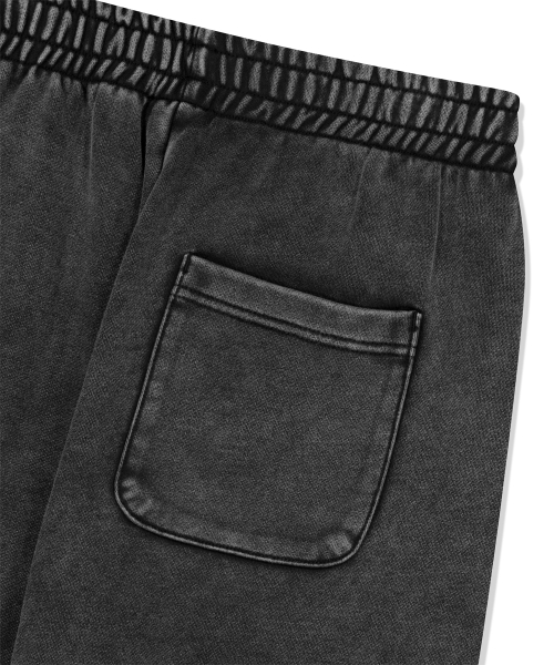 WASHED CUT OFF APPLIQUE SWEAT PANT BLACK
