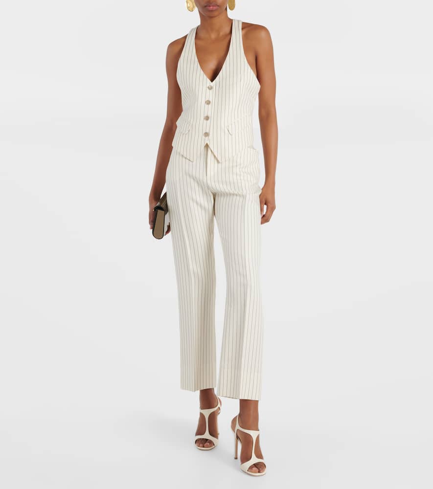 Pinstripe wool and silk-blend vest
