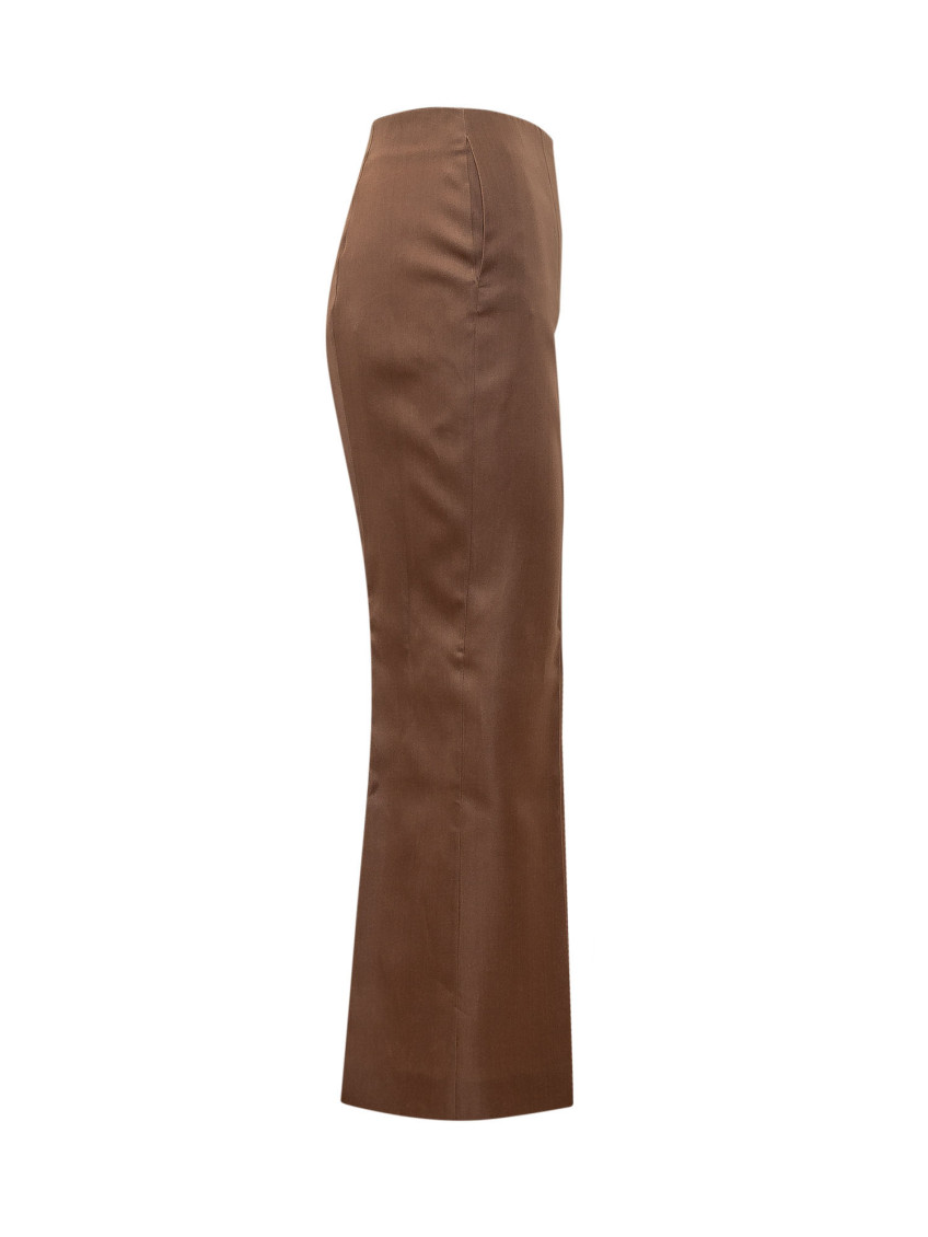 Brown Straight Flat Front Pants
