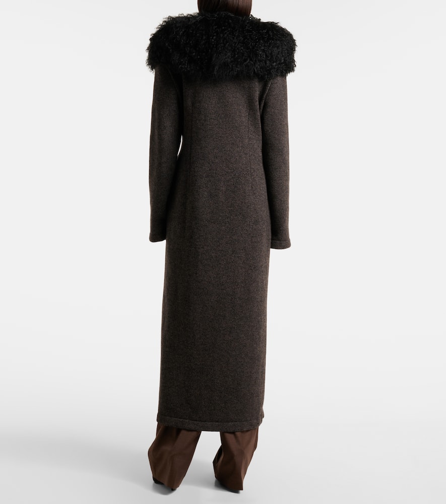 Shearling-trimmed cashmere coat