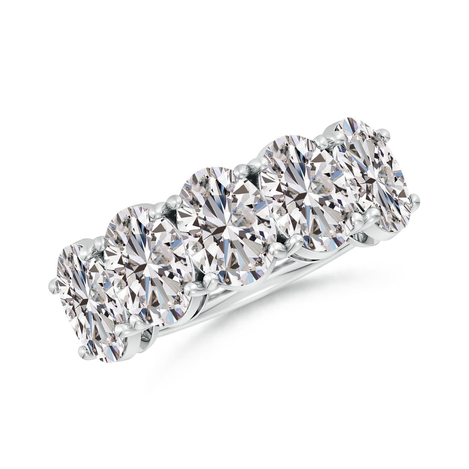 Angara 5.0 Carats Oval Diamond Five Stone Classic Anniversary Ring in Platinum