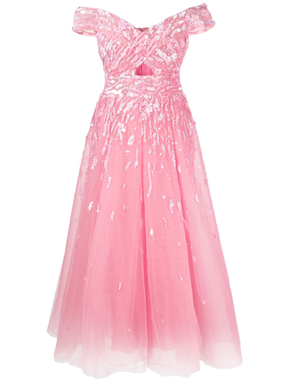 Off-shoulder embellished gown - Pink