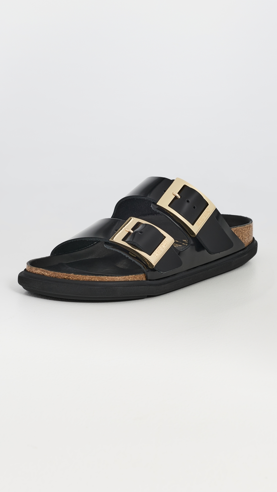 Arizona Droplet High Shine Sandals Black