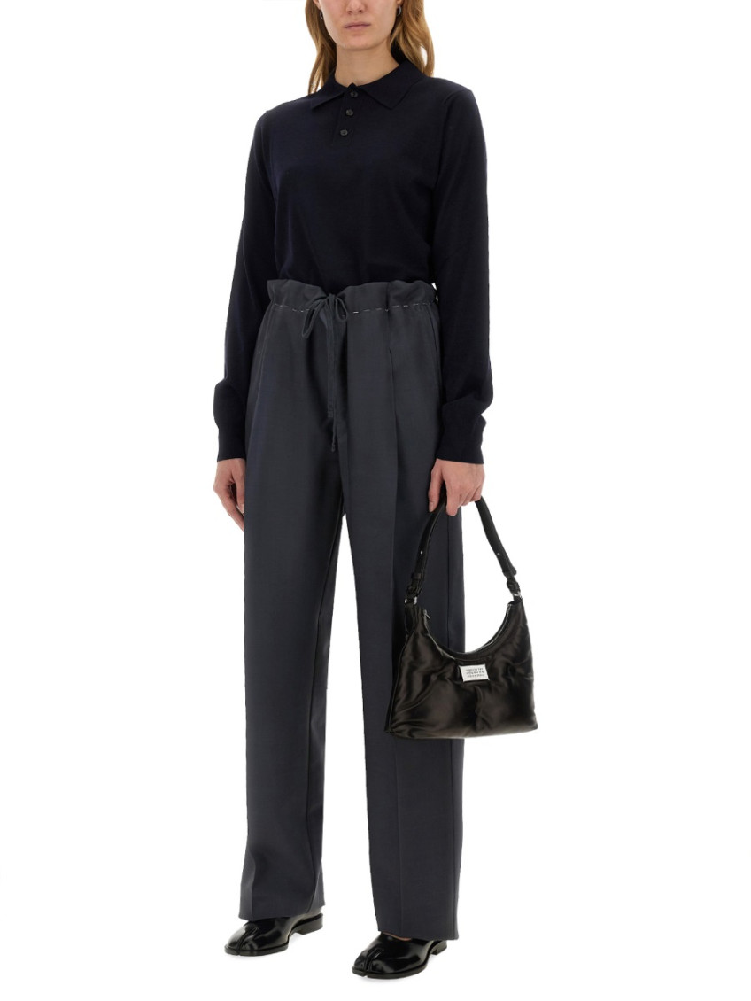 Long-sleeved Knitted Polo Shirt