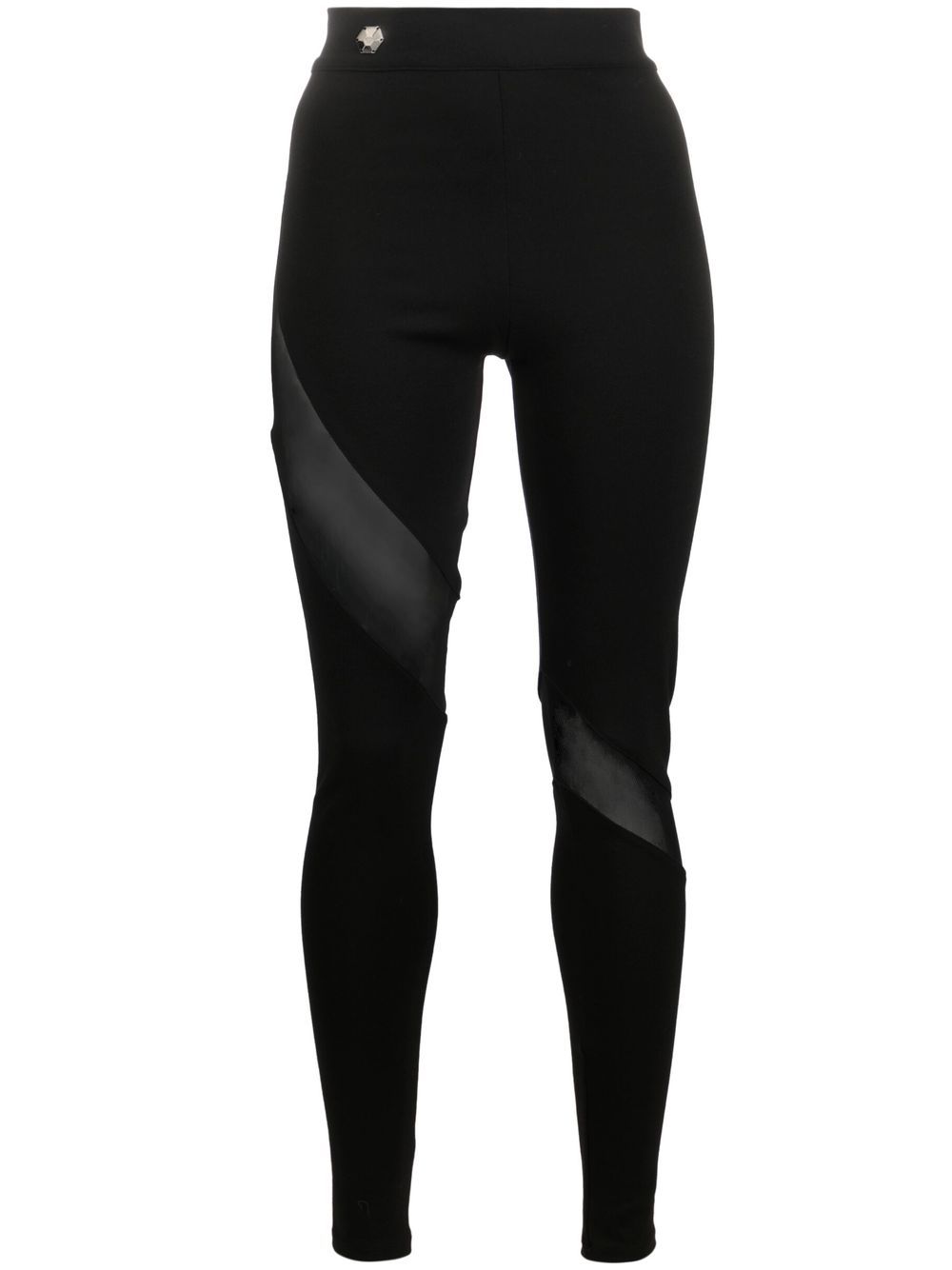 Logo-plaque high-waist leggings - Black