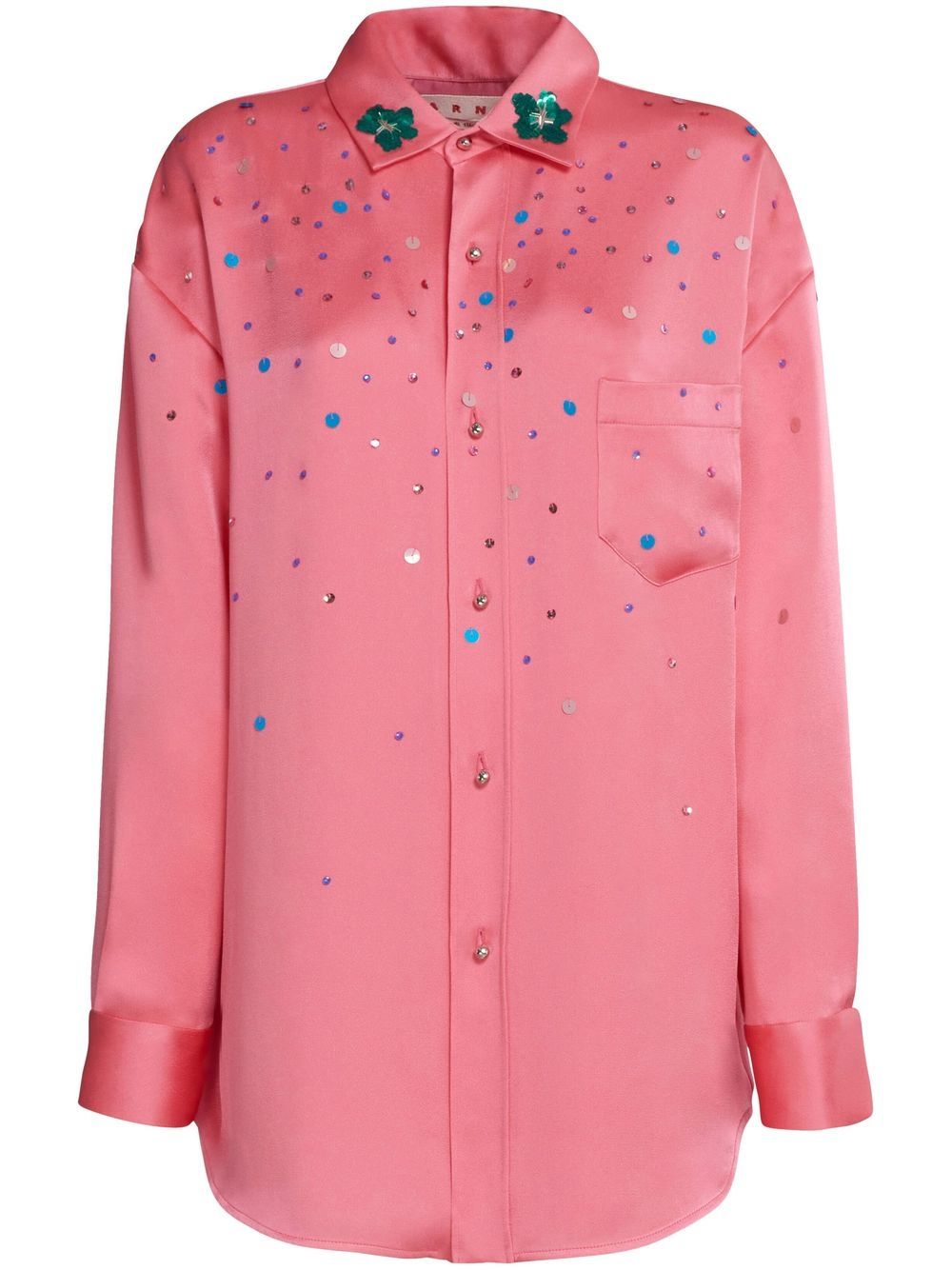Sequin-embellished oversized shirt - Pink