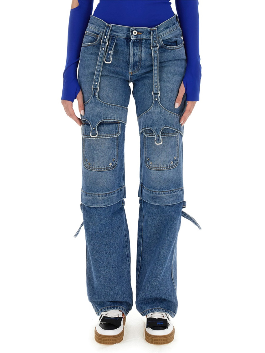 Cargo Zip straight-leg jeans - Blue