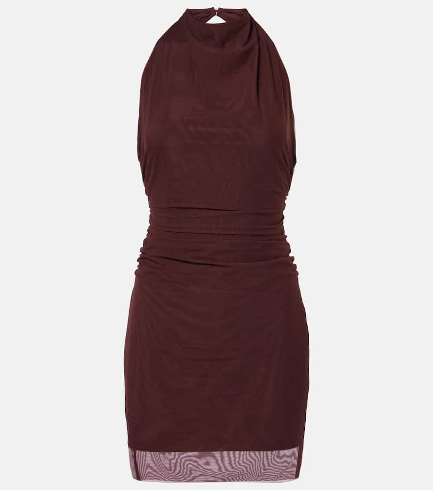 Draped gathered jersey minidress