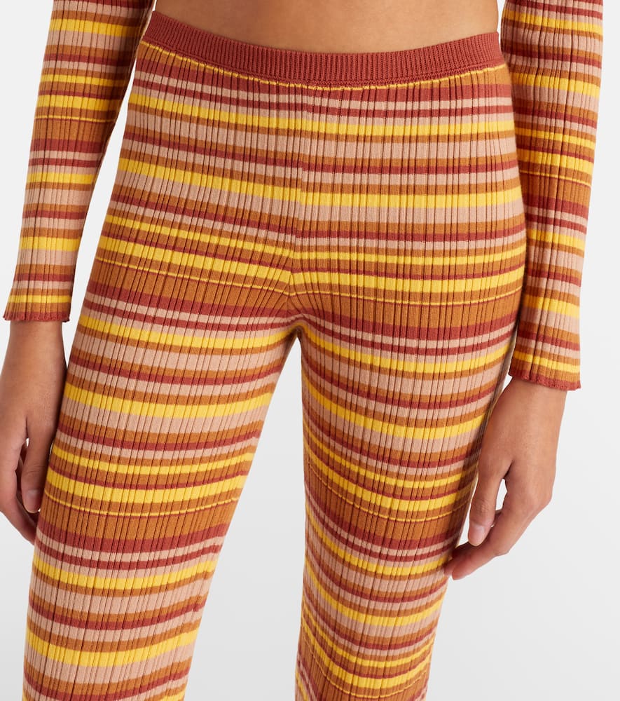 Ann ribbed-knit striped flared pants