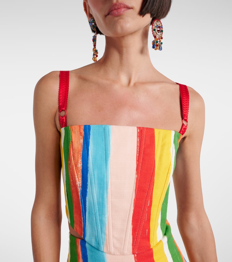 Striped cotton-blend tank top