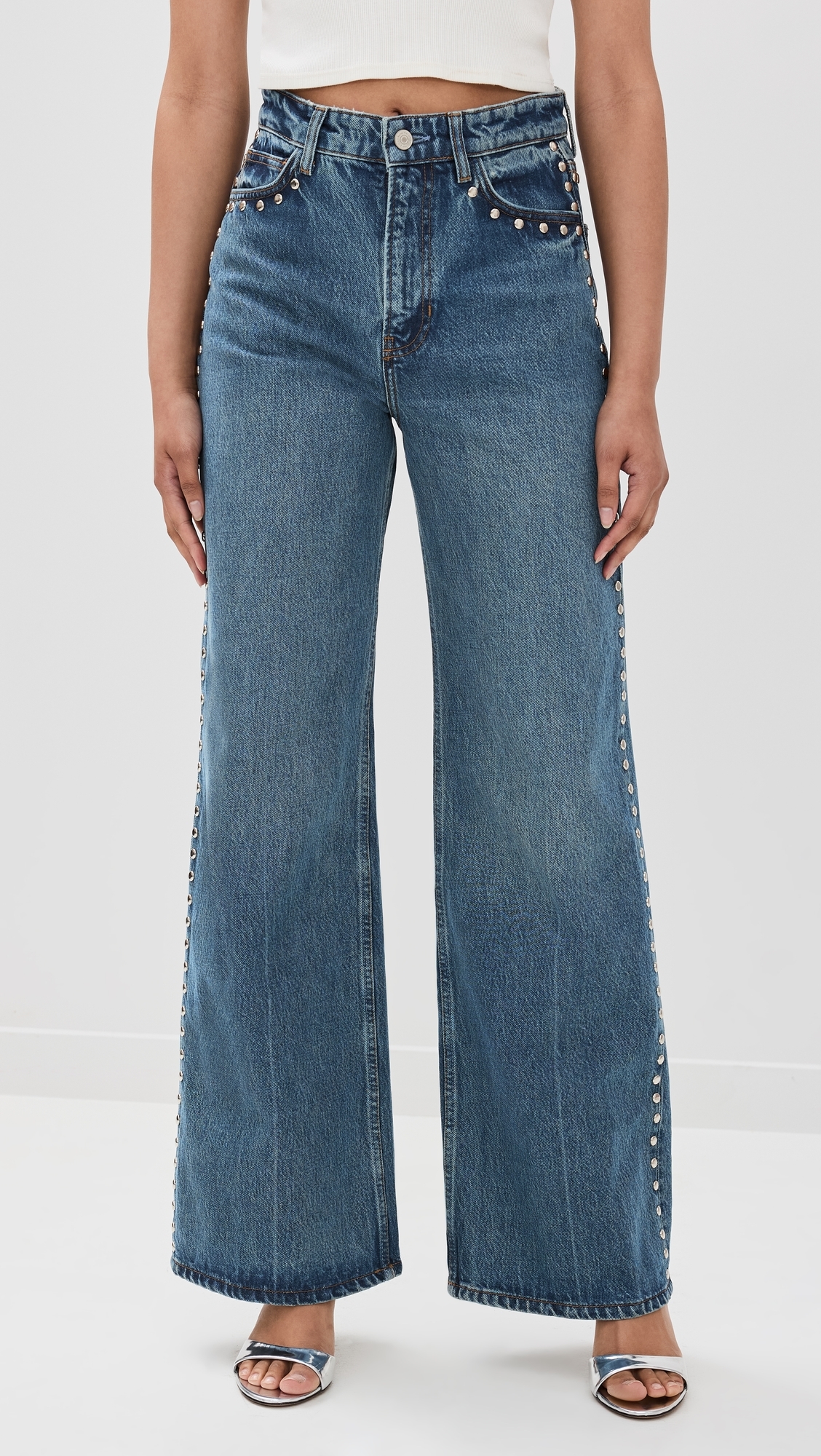 Cary High Rise Slouchy Wide Leg Jeans Chesapeake Studded