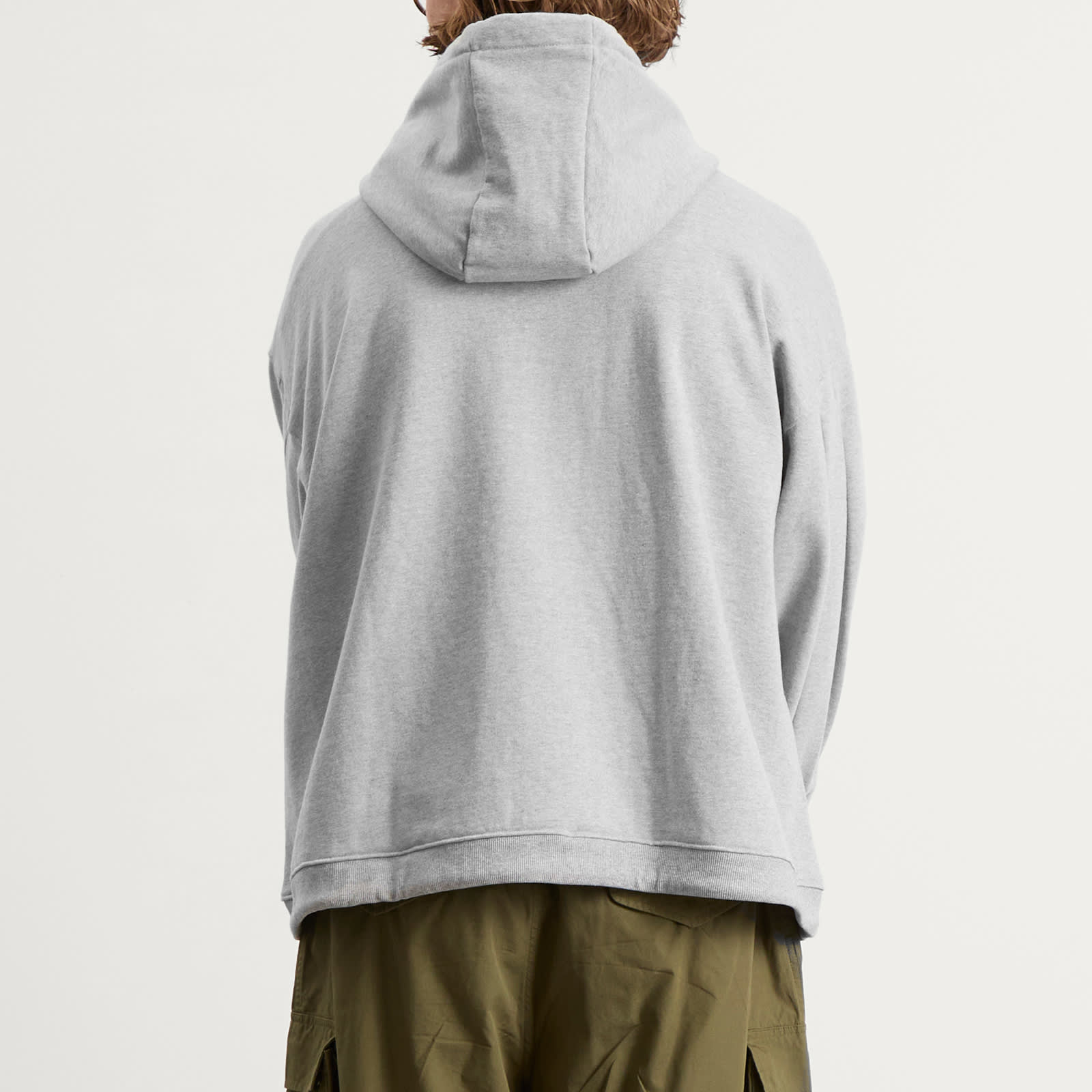 Men's Double Valley Tuck Sweat Hoodie Melange Grey