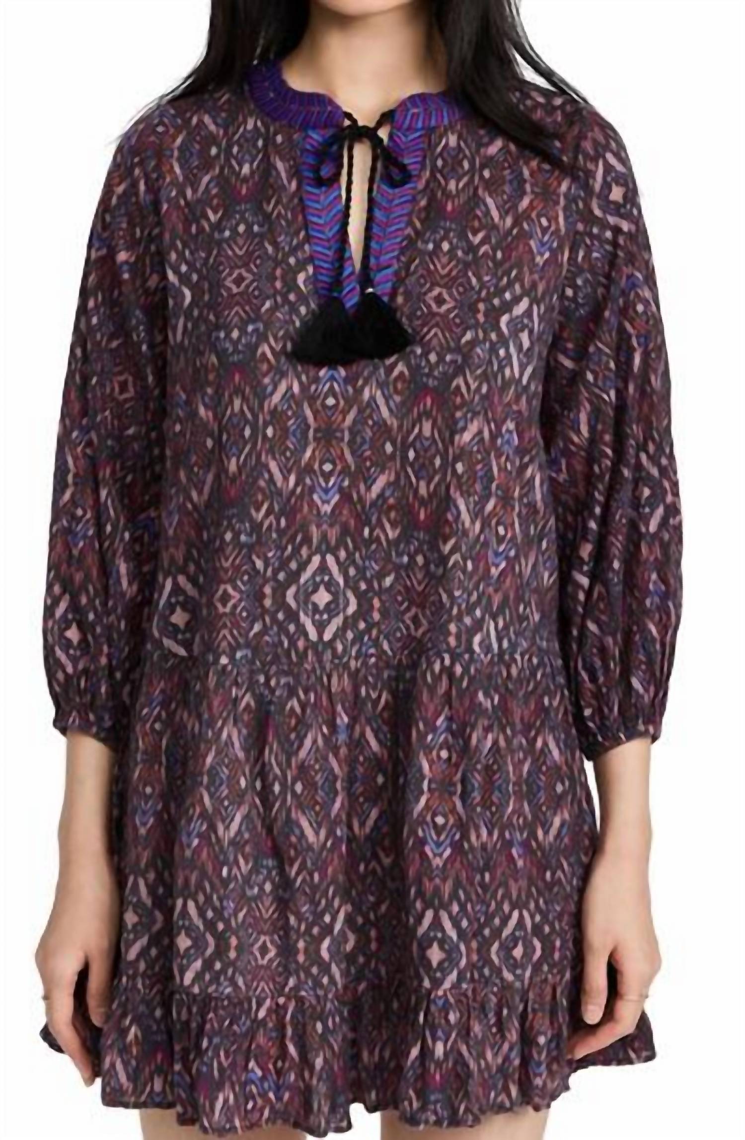 Umbrella Mini Dress In Jet Multi