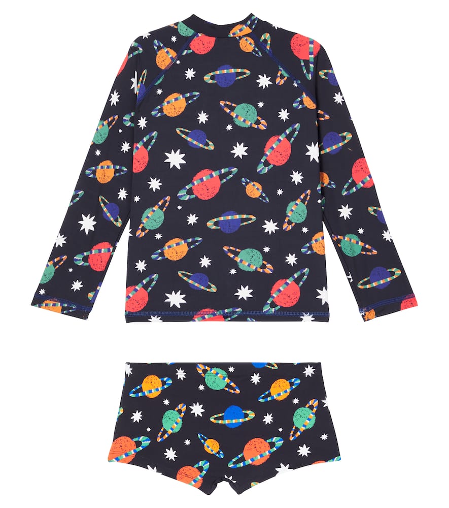 Fábula Printed rashguard top and swim trunks set