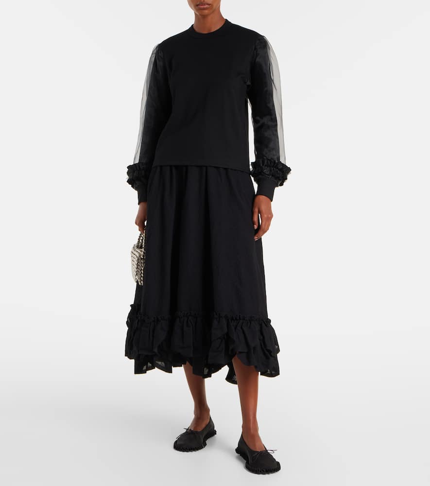 Tulle-trimmed wool sweater