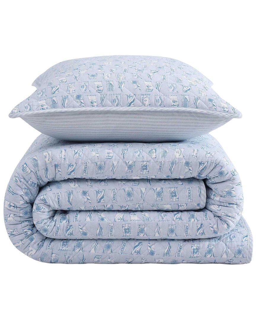 Boating Flags Stripe Cotton Quilt Set