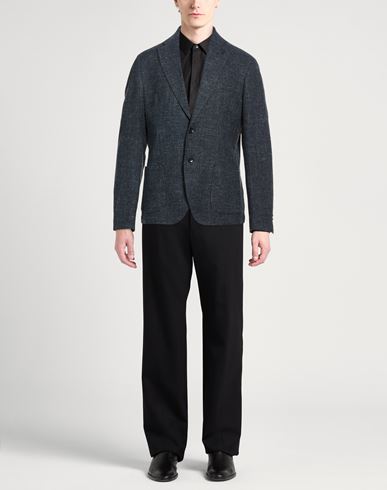 Man Blazer Navy Size 42 Cotton, Viscose, Linen, Elastane