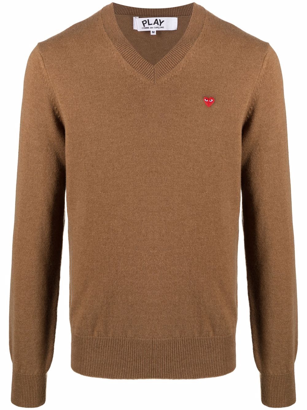 776299 Comme Des Garcons | logo-patch wool jumper - Brown | Realry