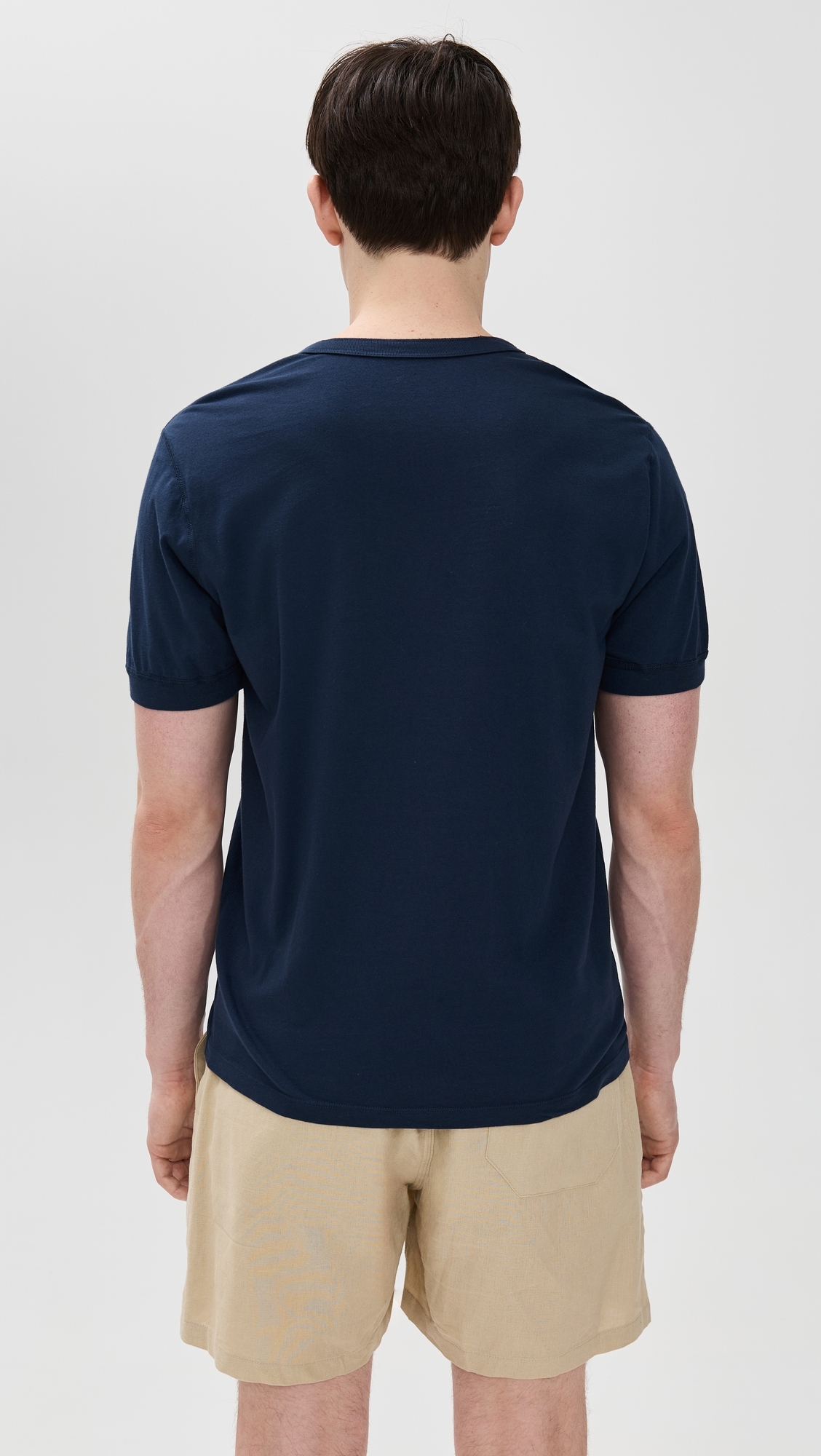Save Khaki Short Sleeve Pima Henley Navy