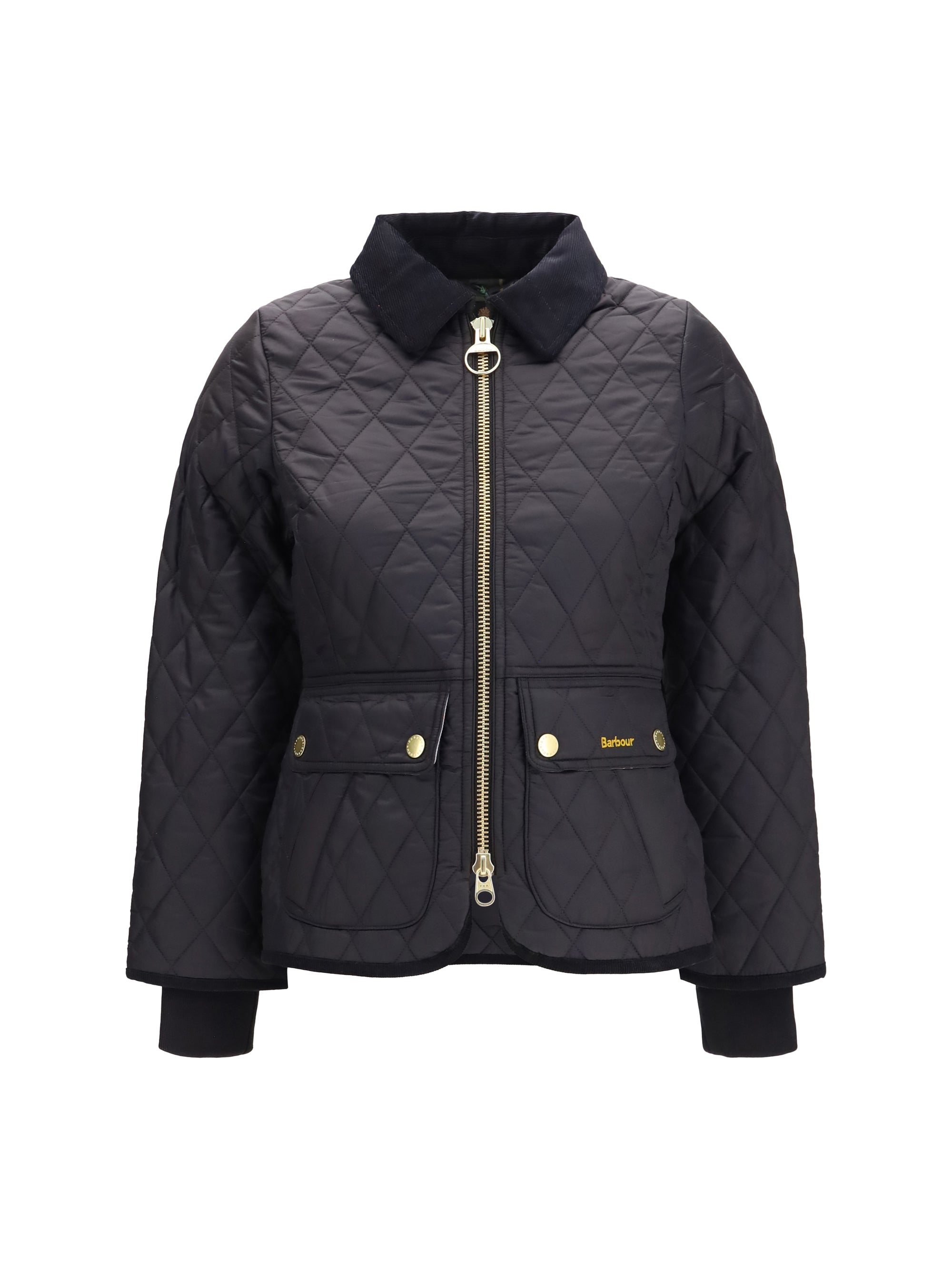 Quilted Diamond-Pattern Puffer Jacket — Black