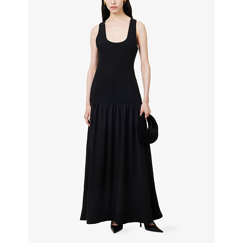 Womens Dropped Waist Cotton-Jersey Maxi Dress