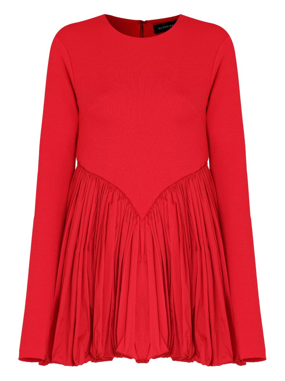Pleated balloon mini dress - Red