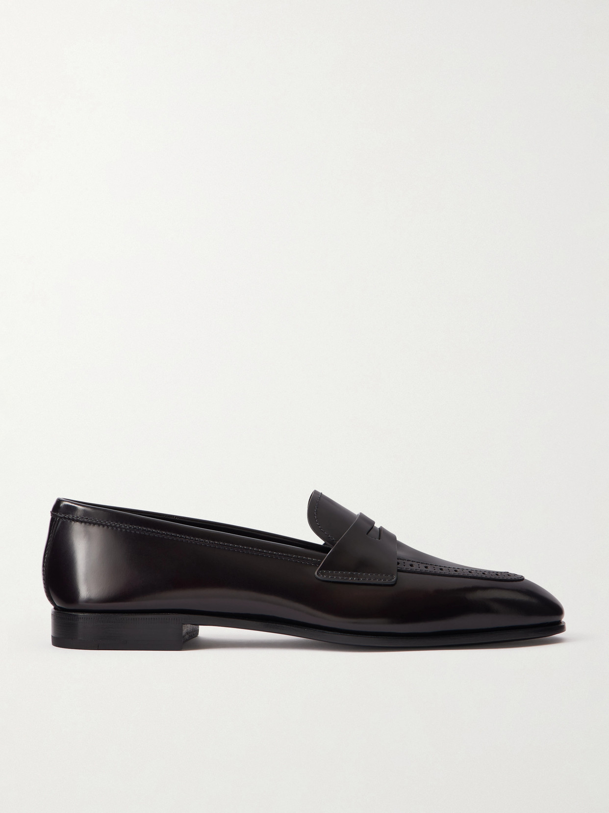 Onyx Perforated Leather Loafers - Black