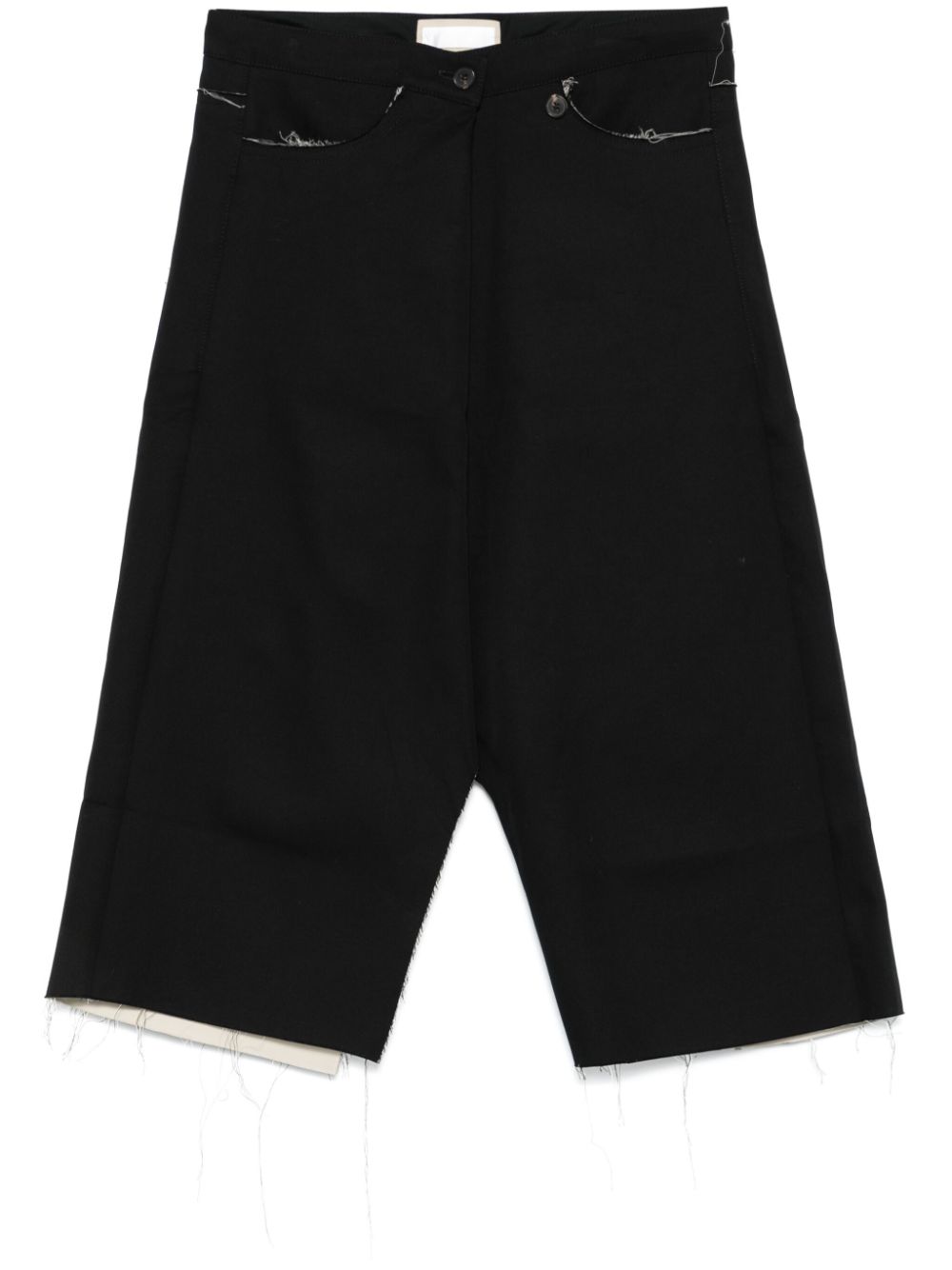 Frayed-brim midi skirt - Black