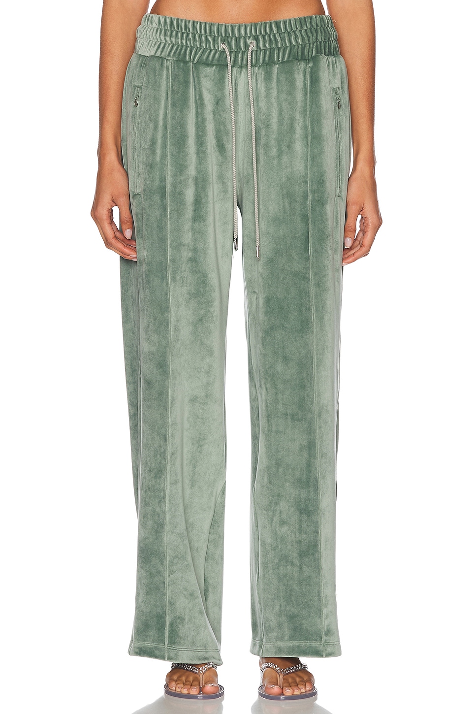 PRISCAVera Velour Track Pant in Dark Jade - Sage.  XS also in L