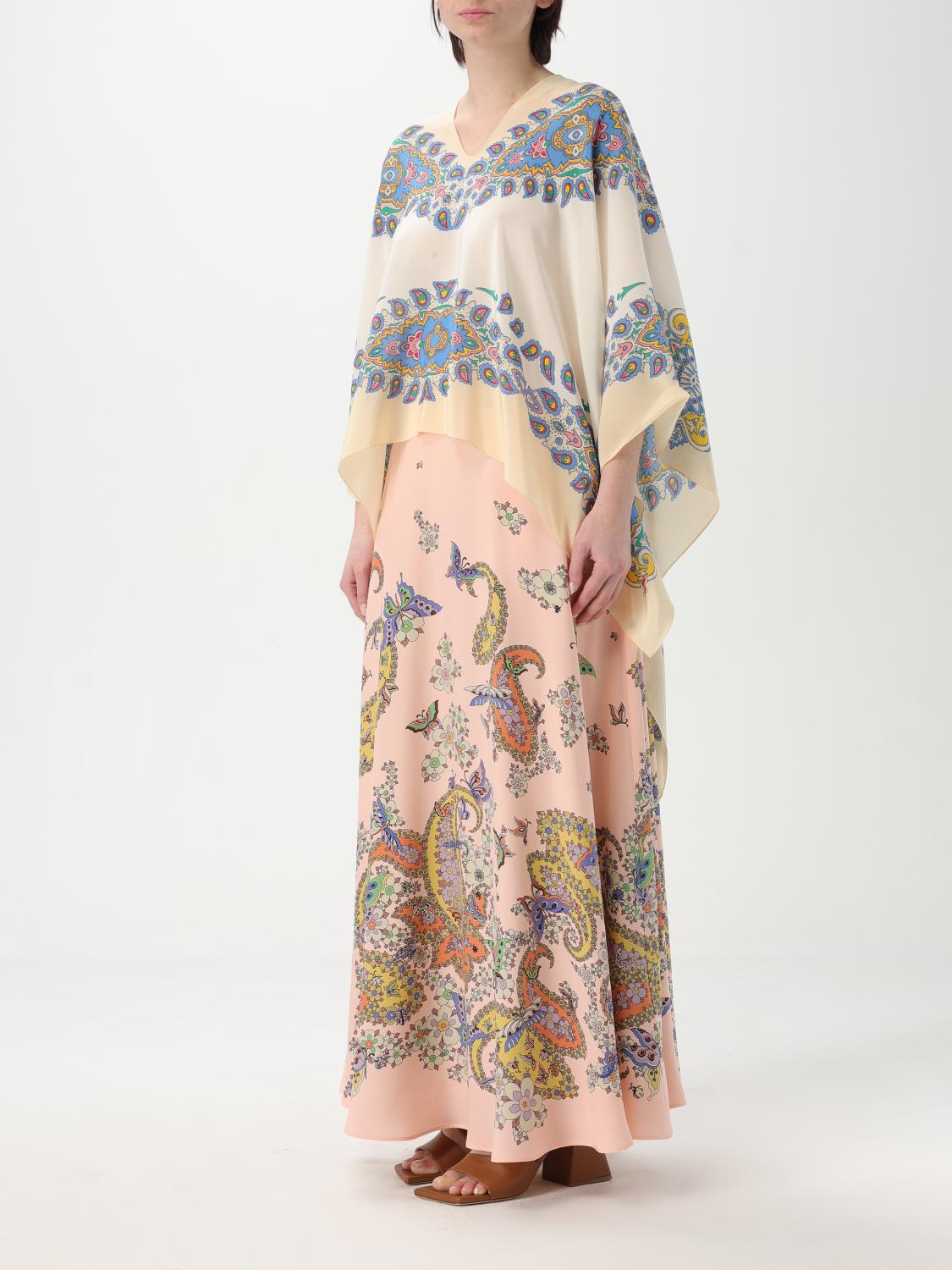 Paisley-print silk poncho - Neutrals
