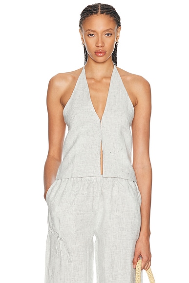 Deiji Studios Close Halter Top in Fine Stripe - Black & White. M also in XS