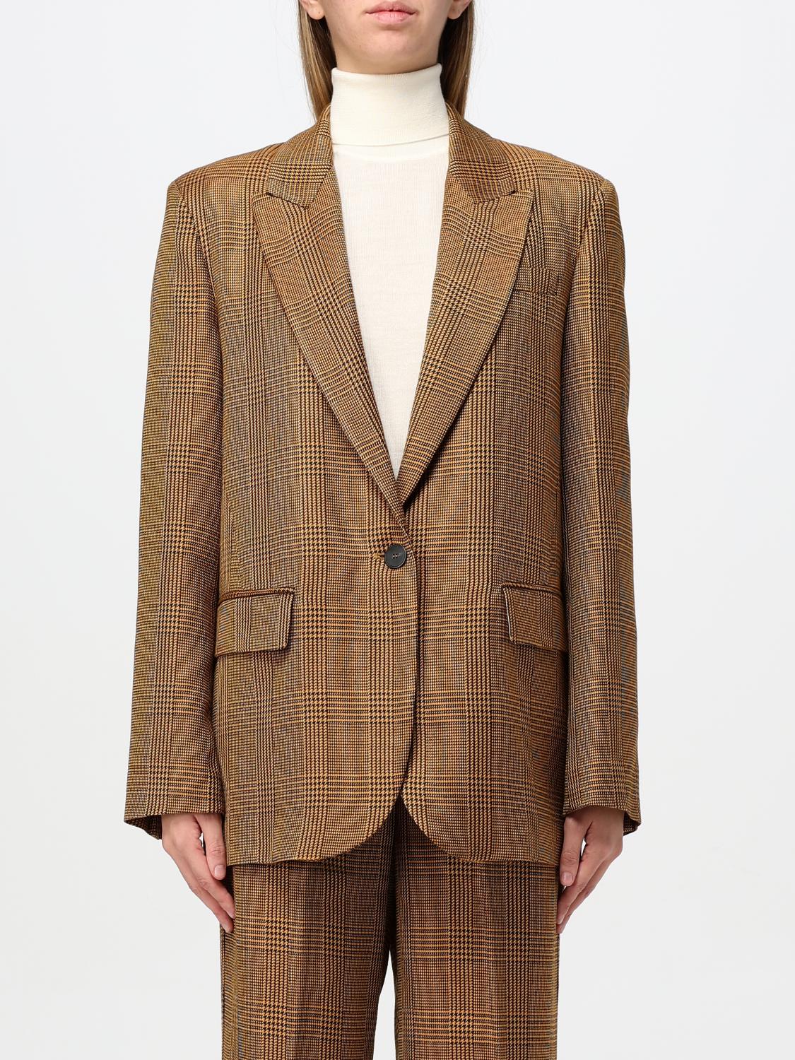 Single-breasted checked blazer - Brown